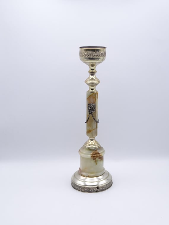 Vintage (faux) marble and metal lamp base, vintage lighting