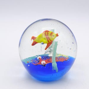 Vintage glass paperweight, aquarium paperweight, collectible paperweight
