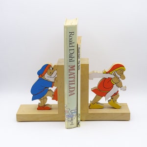 serre-livres vintage sur le thème des nains, serre-livres pour enfants, décoration de chambre d'enfant, supports de livres pour enfants, supports de livres pour enfants