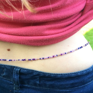 African style waist beads belly beads purple seedbeads choose size