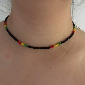 Reggae Rasta style choker necklace with extender chain