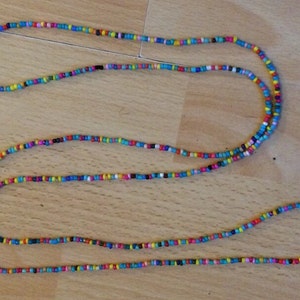 Multi coloured seed bead necklace boho festival hippie beach 56 long image 4