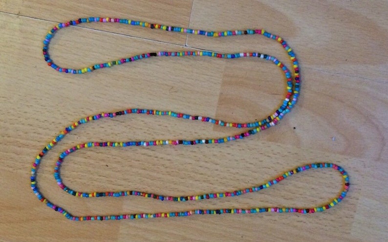 Multi coloured seed bead necklace boho festival hippie beach 56 long image 4