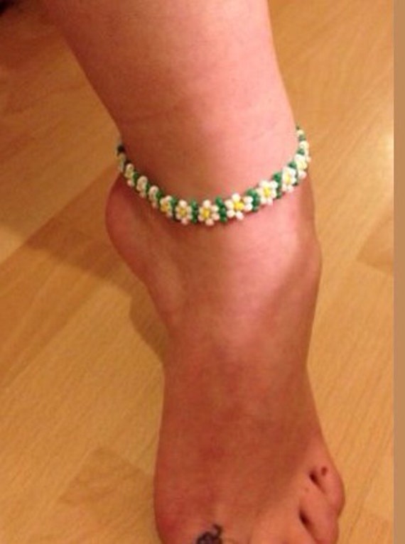 Anklet Ankle Bracelet Daisy Boho Hippie Festival
