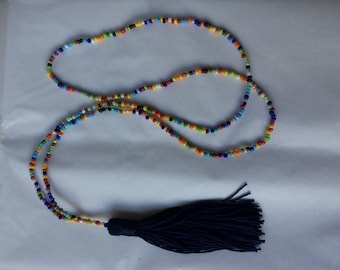 Colar de borlas de contas 55 cm de comprimento boho hippie festival love seedbeads