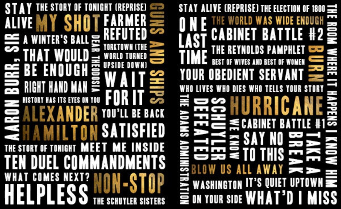 Hamilton Musical Two Prints Song Artwork Printable Instant Download - Etsy