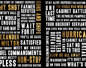 Hamilton dos musicales grabados canción de arte imprimible descarga inmediata
