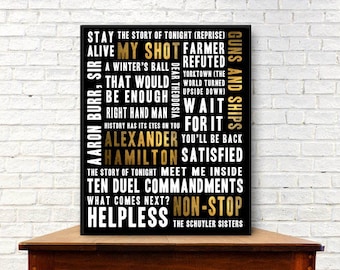 Hamilton Musical Part One Song Artwork Printable Instant Download