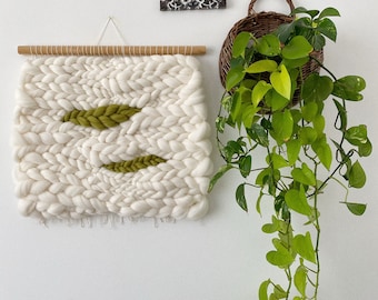 XL Eva’s Doodlings chunky wall tapestry in white and lime colours