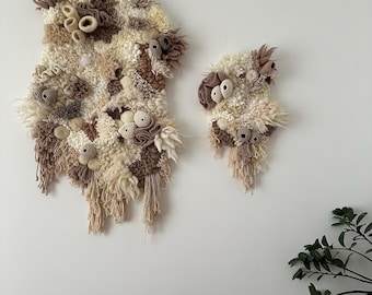 Coral Reef Fiber Wall Art Set, Large Modern Macrame Tapestry