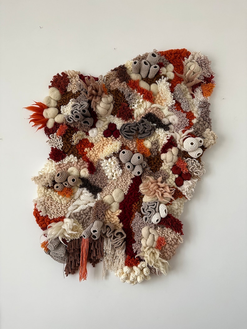 Unique Coral Reef Wall Art in Ivory, Beige, Terracotta, Orange ...