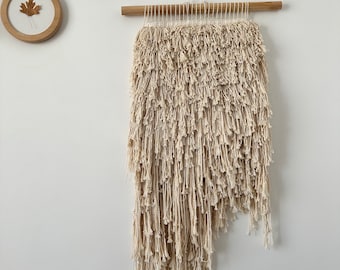XXL Eva’s Doodlings hand woven in natural ivory cotton wall hanging, tapestry, housewarming gift