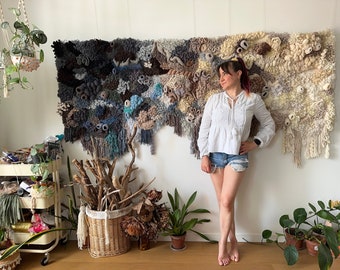 Textile Coral Reef Wall Hanging, Fiber Art Tapestry, Custom Weaving