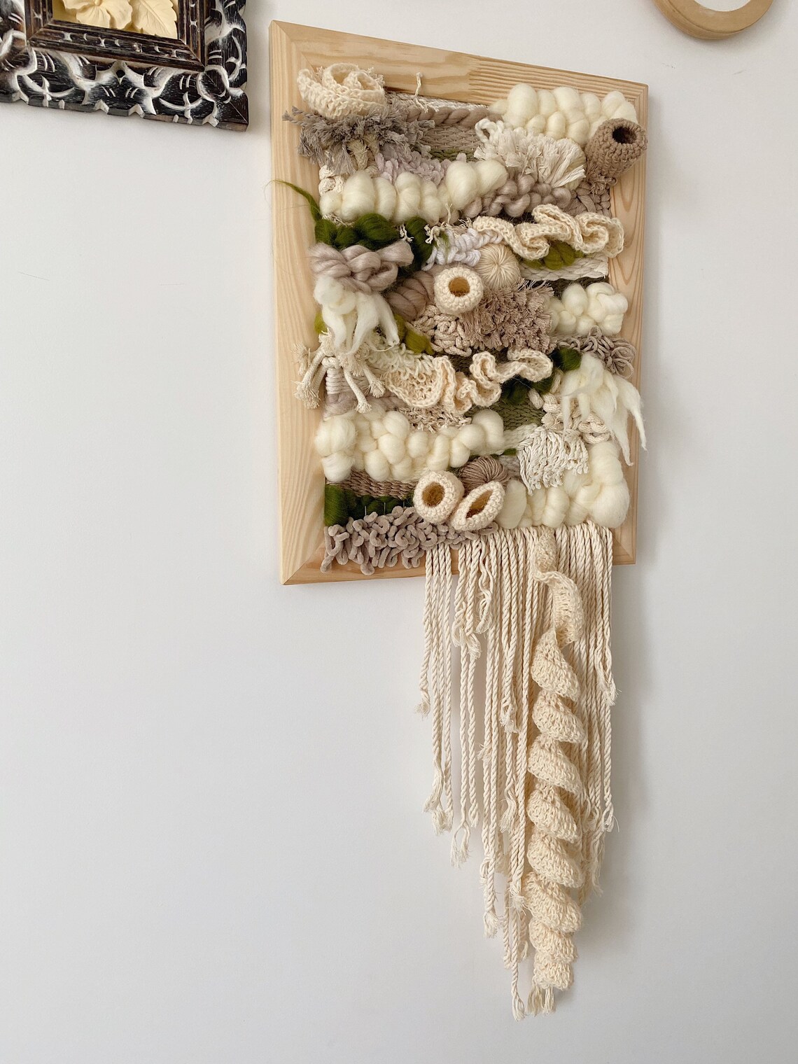 Framed Unique Coral Reef Wall Hanging With Crocheted Details - Etsy