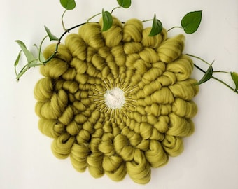 Eva's Doodlings Circular hand woven wall hanging, round weaving, round tapestry