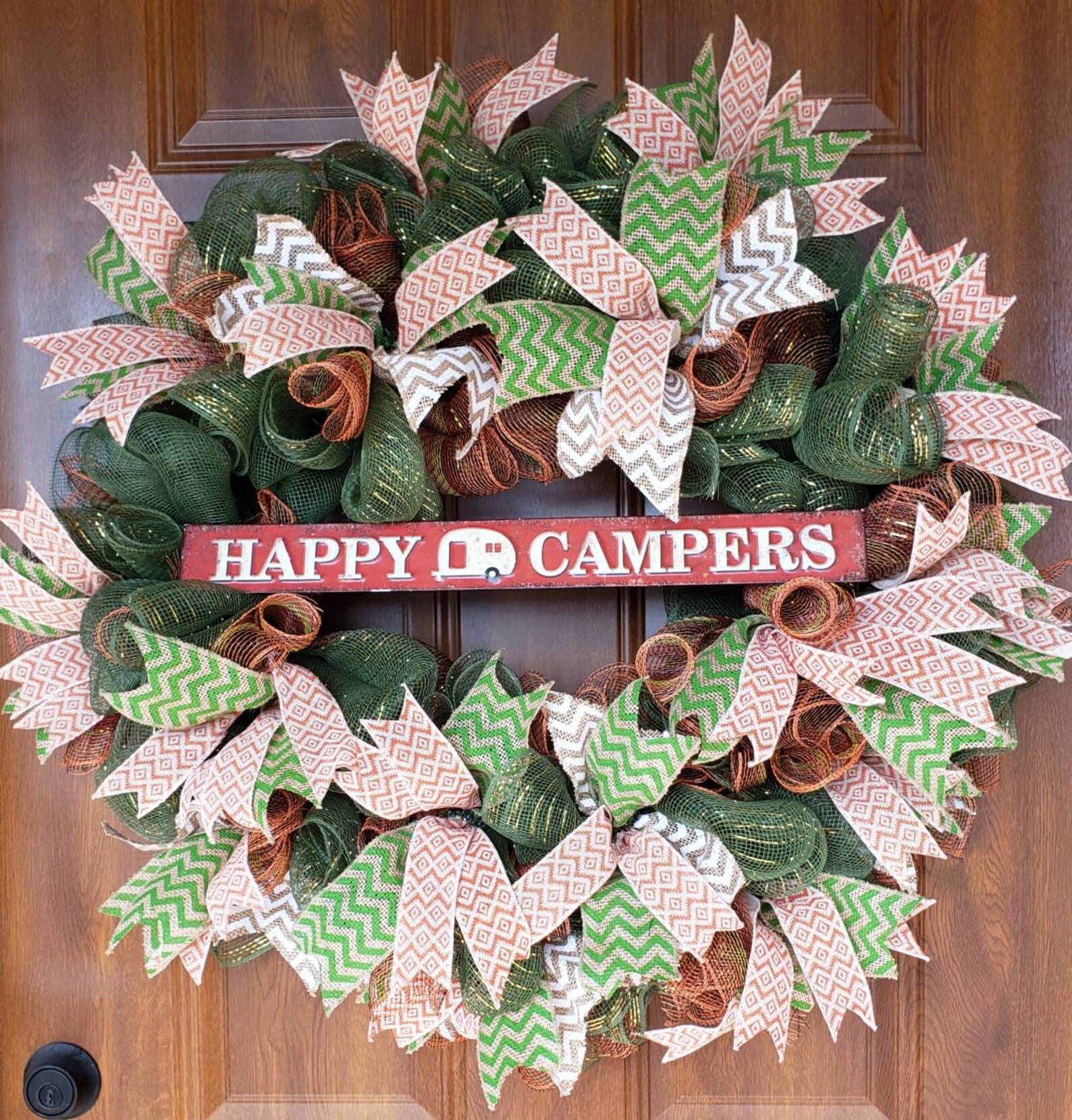 Rustic wreath Camper wreath camping front door wreath happy Etsy