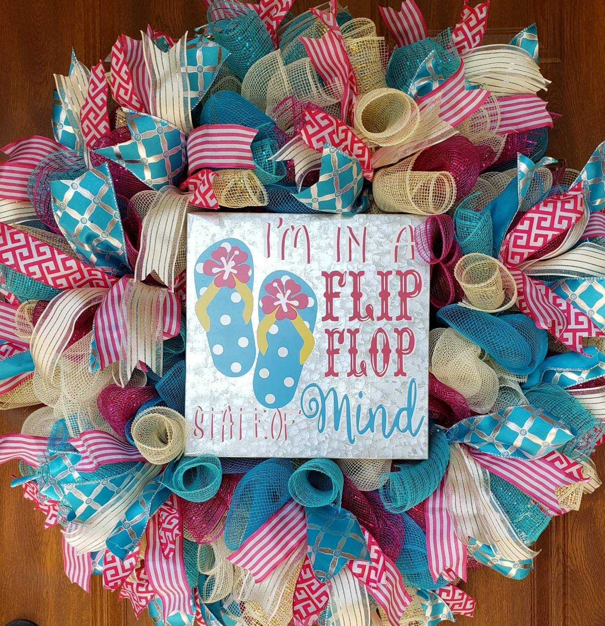 Beach Wreath Summer Wreath Front Door Wreath Flip Flop Wreath