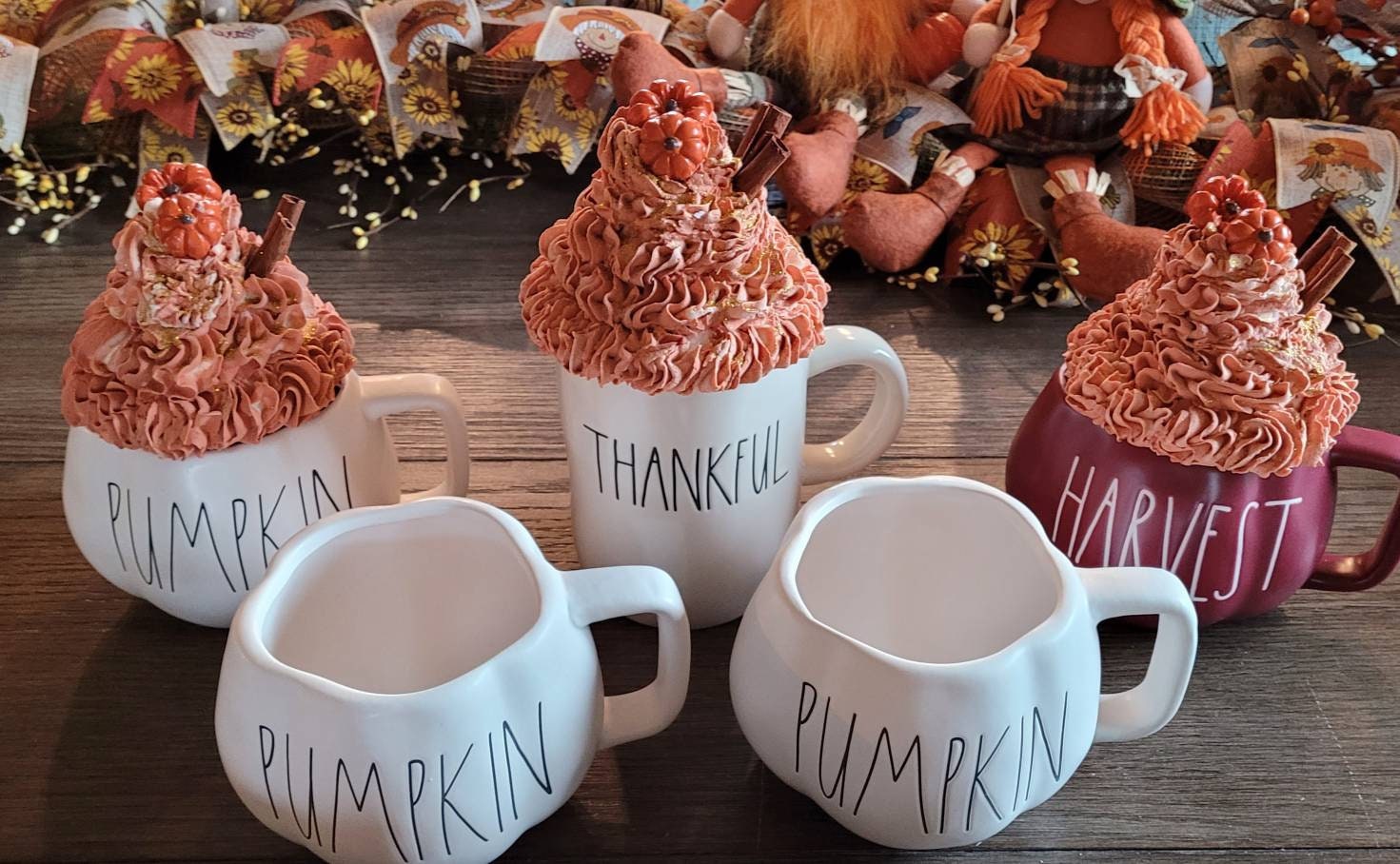 Rae Dunn Spanish 4Piece Gourd Pastel Multicolor Fall Thanksgiving