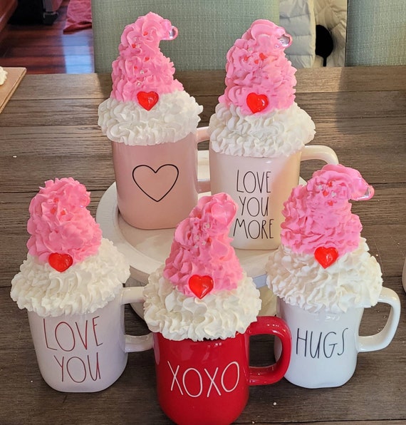 Valentine mug toppers, Valentine gnome mug toppers, rae dunn