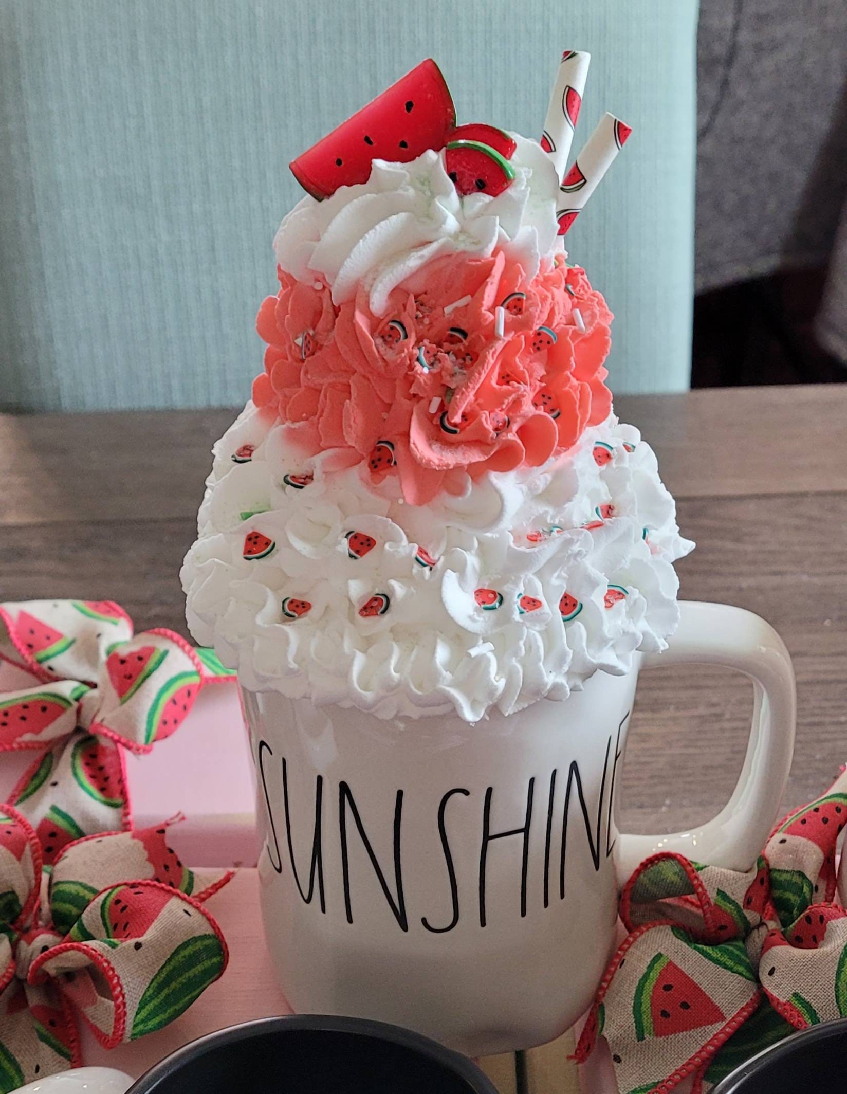 Watermelon mug topper, rae dunn inspired mug toppers, faux whipped