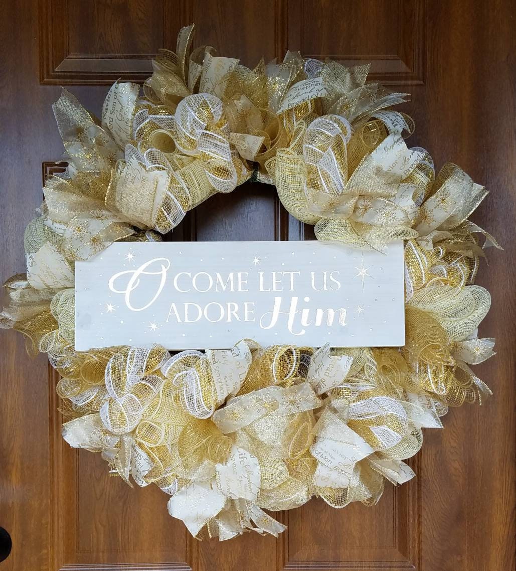 Christmas wreath for front door, Christmas front door wreath, mesh
