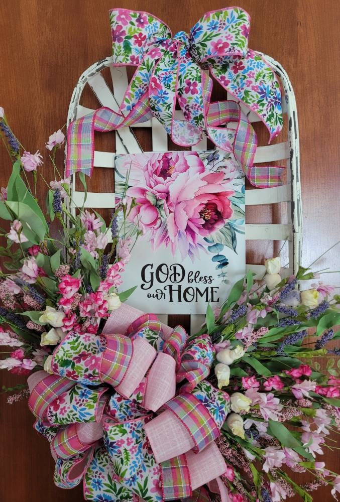 Tobacco basket door hanger Tobacco basket wall art floral Etsy.de