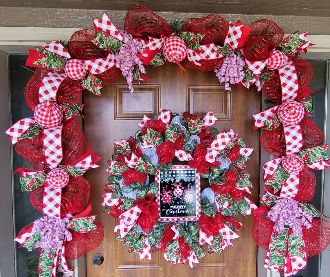 Christmas Wreath and Garland Front Door Wreath and Garland Etsy