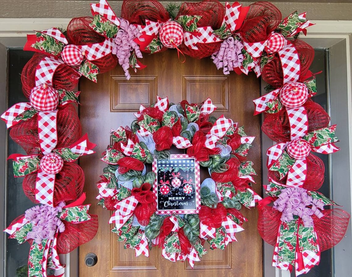 Christmas Wreath and Garland Front Door Wreath and Garland Etsy