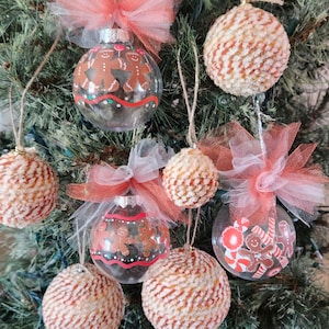 Hand painted and wrapped Christmas gingerbread ornaments set of 8