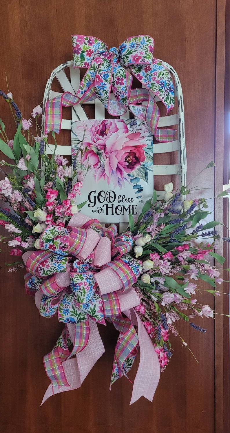 Tobacco Basket Door Hanger Tobacco Basket Wall Art Floral Etsy