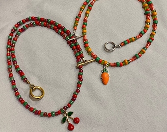 Colorful Cherry & Carrot Beaded Necklace