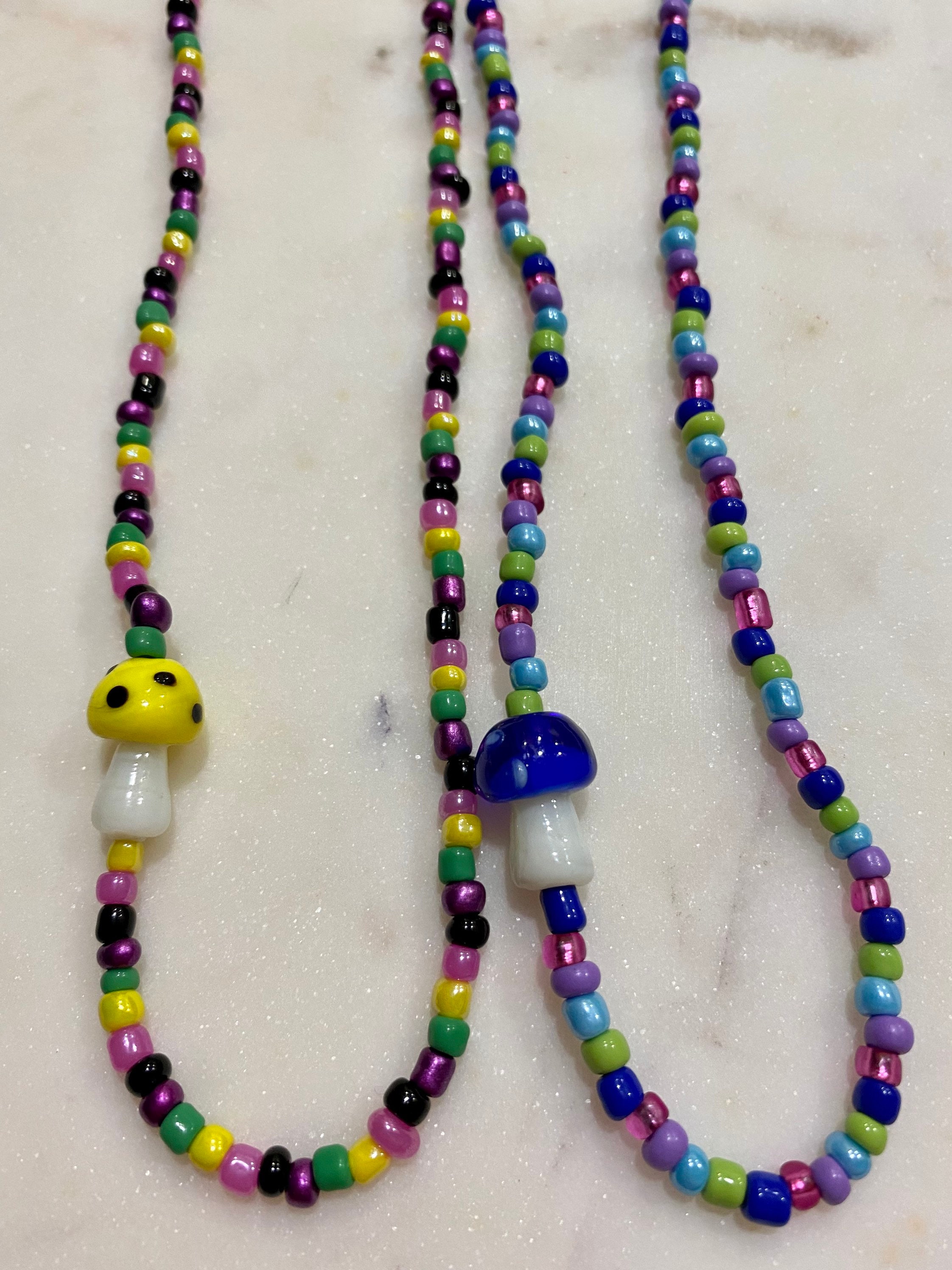 Colorful Beaded Mushroom Necklace | Etsy