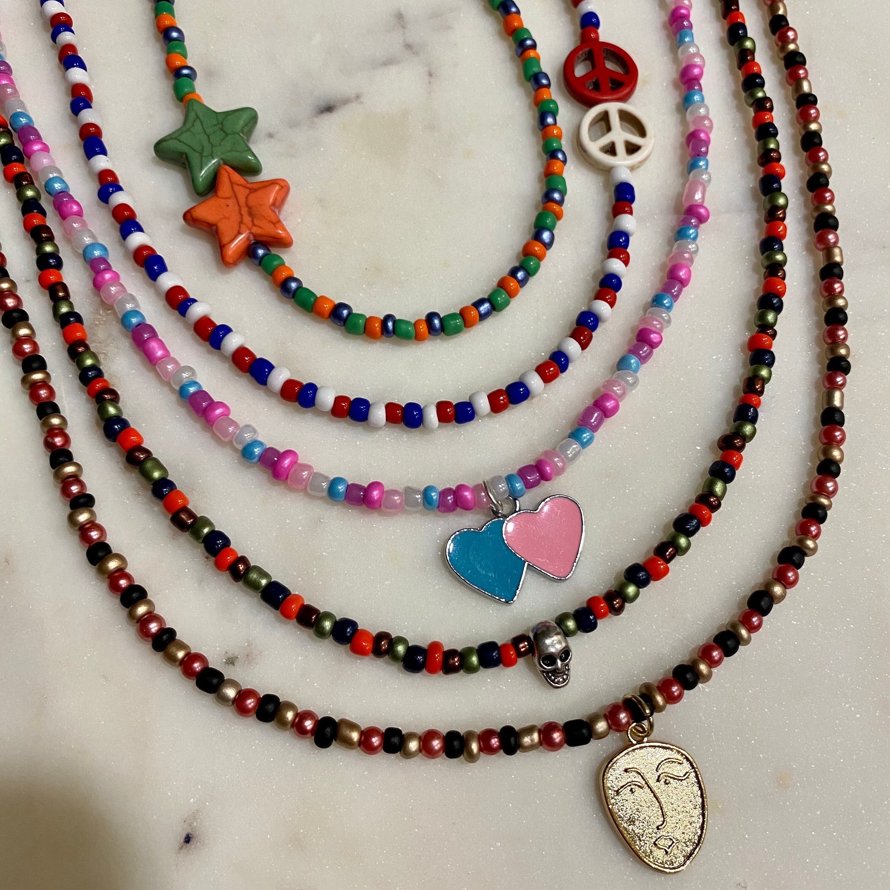 Y2K Beaded Necklace 90's Colorful 