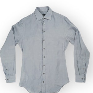 Giorgio Armani 1990s Men's Dress Shirt - Striped Mauve, Blue