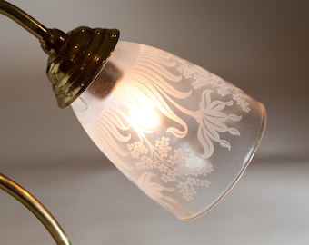 Small Glass Shade with Ornate Motifs Iridescent hand blown Glass Pendant Chandelier Shade Victorian Lamp Replacement Globe Small Glass Shade with Ornate Motifs Iridescent hand blown Glass Pendant Chandelier Shade Victorian Lamp Replacement Globe