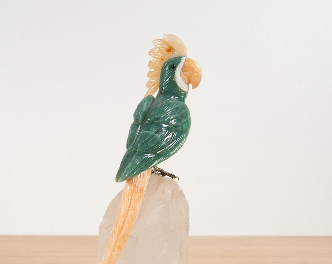 Semi-precious Stone Bird With Quartz Base