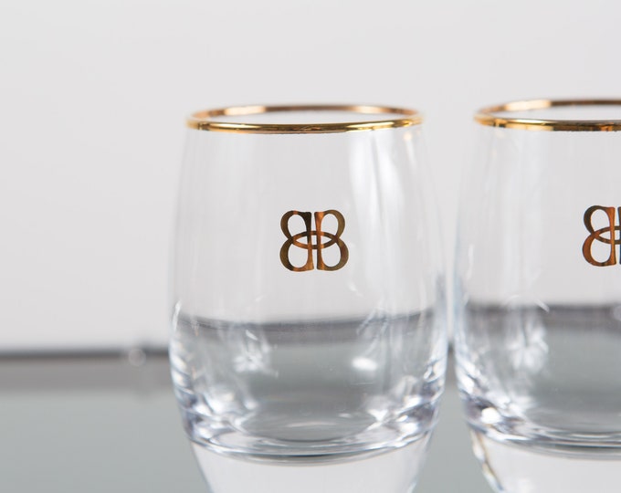 Baileys Irish Cream is Liqueur Glasses - 2-Piece Gold Banded Cocktail Glass - Hollywood Regency Barware