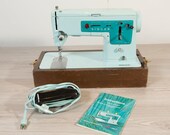 Singer Sewing Machine - WORKING Soft Blue Coloured Industrial Antique Sewing Machine - Zig-Zag Style-Mate Model 347