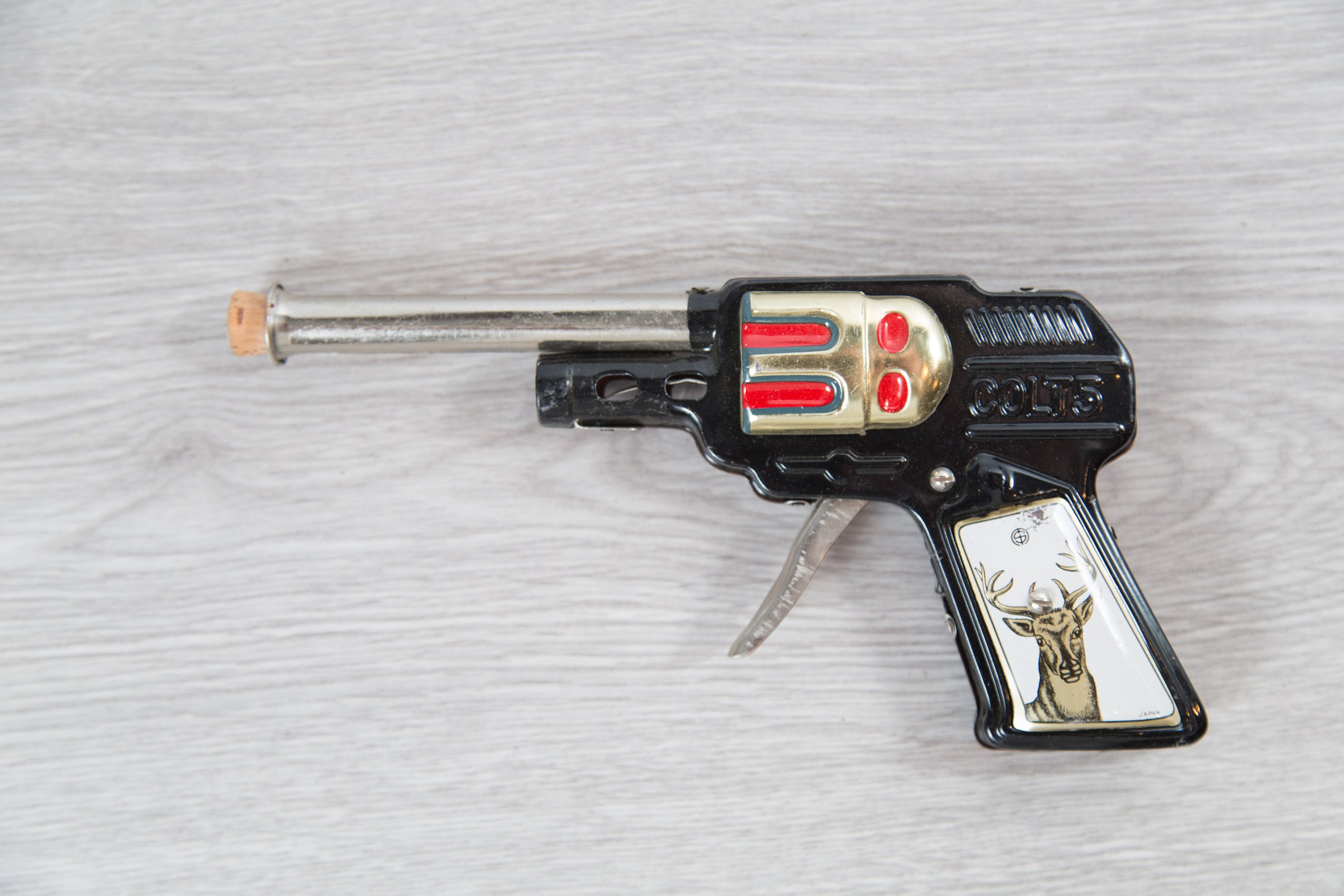 Vintage Toy Gun Colt 5 Pop Sparking Gun with Cork Stopper Made in