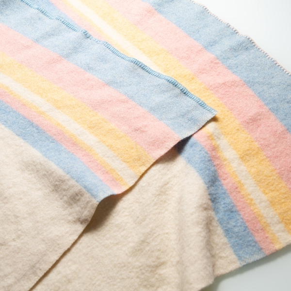 Vintage Striped Blanket - Wool Blue and Pink Pinstripe Throw - Made in Scotland Highlander Blanket