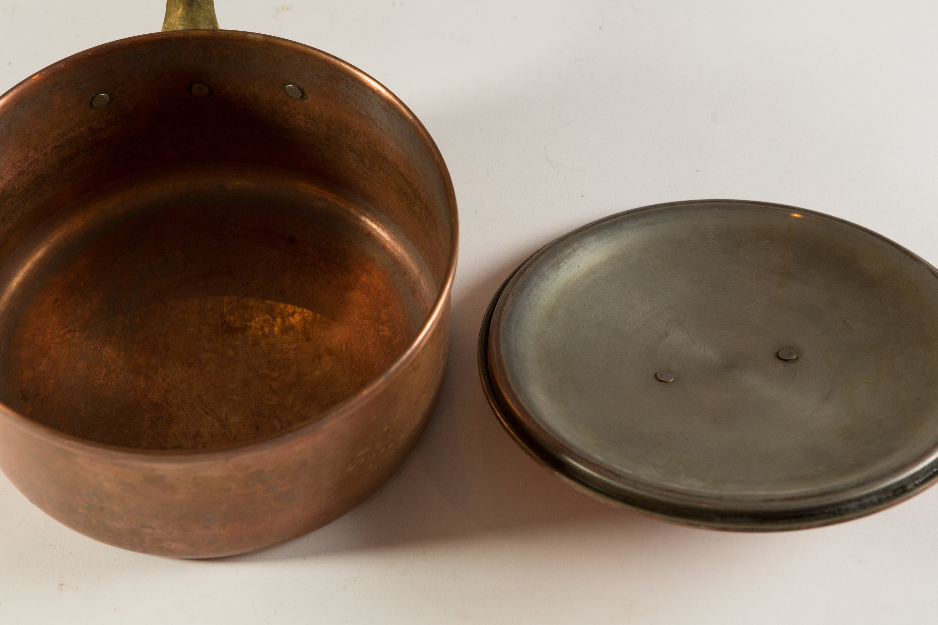 Vintage Copper Pot Made in Portugal with Brass Handles Cooking Pot French Country Decor