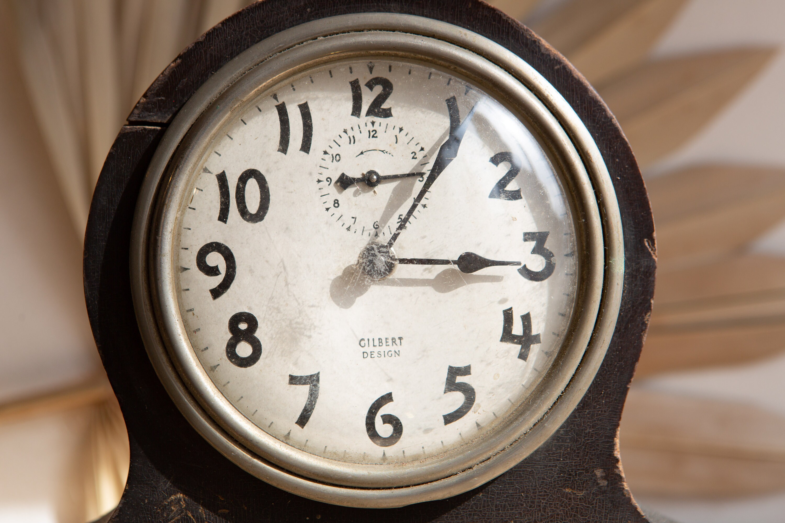 Antique Wind up Clock Late 1800's Gilbert Design Dark Wood Vintage