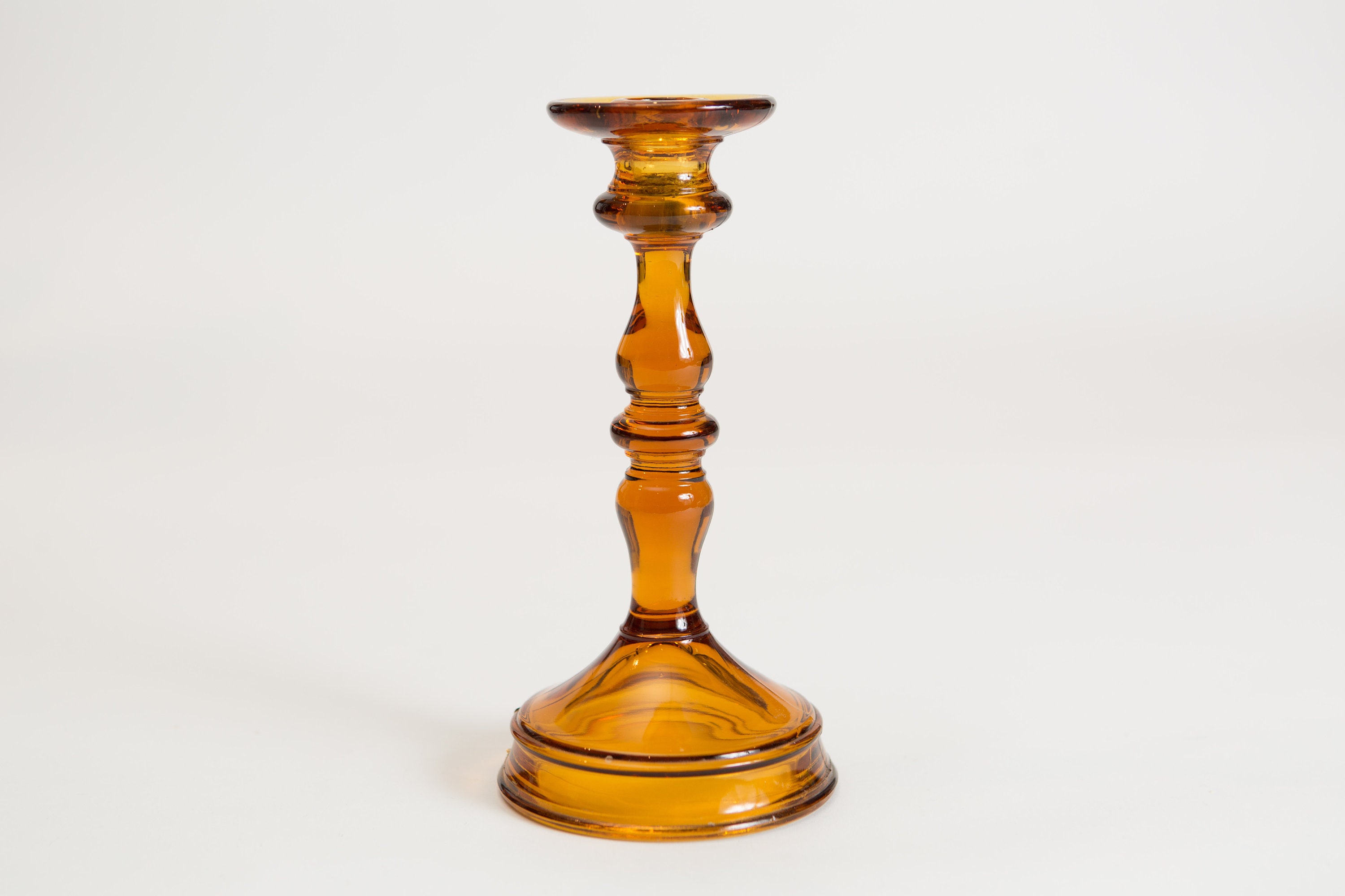 Amber Candlestick Holder Depression Glass Dinner Table Decorative