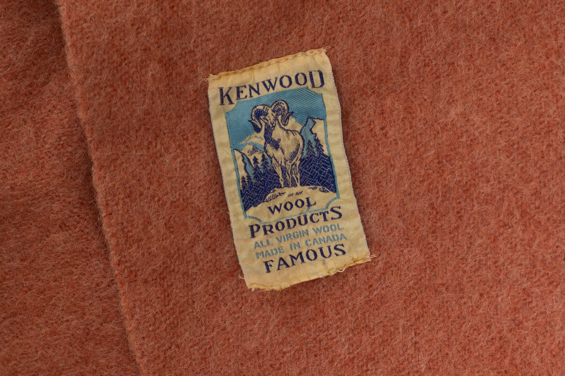 Pink Wool Blanket Large Vintage Kenwood All Virgin Wool Made in