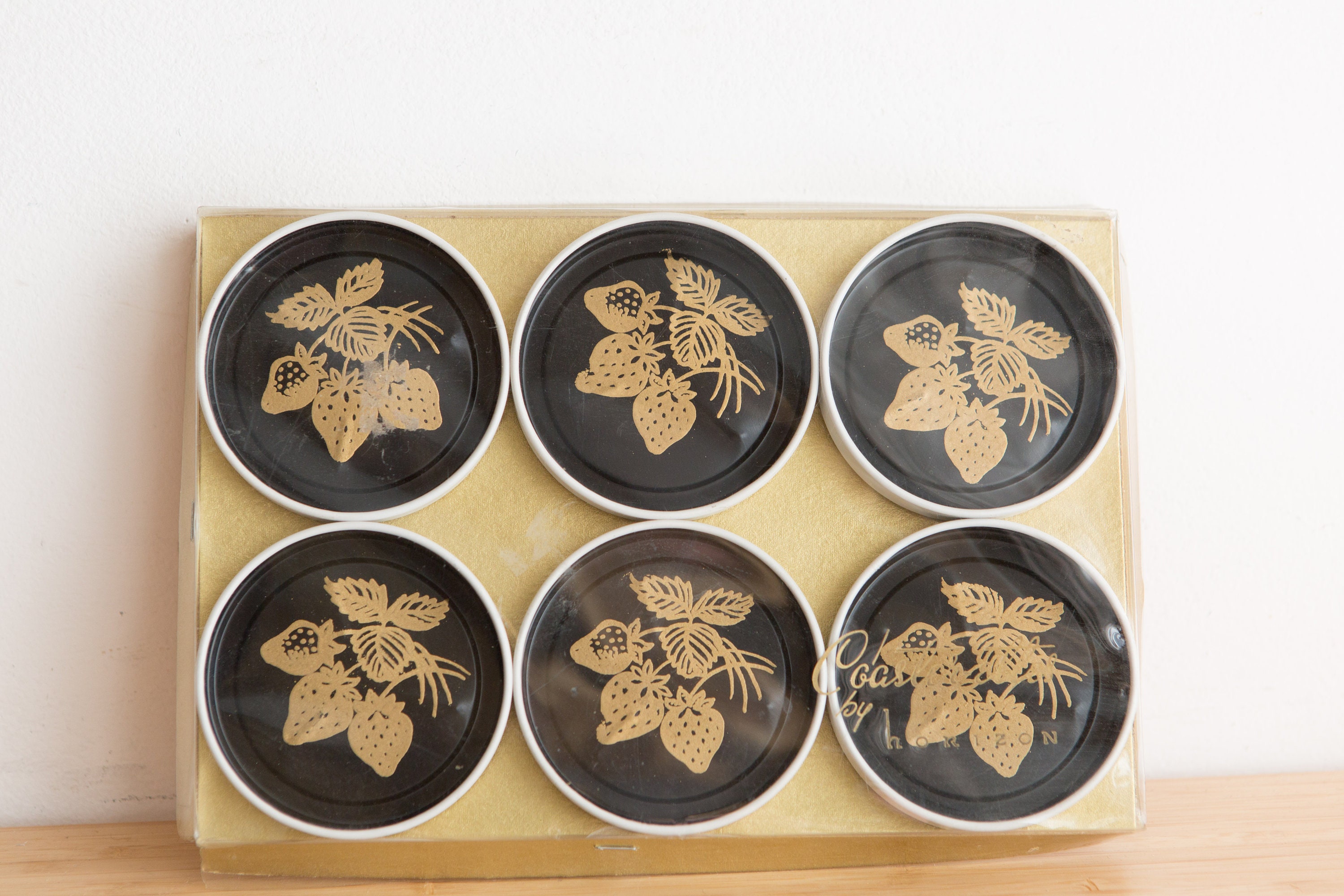 Vintage Black and Gold Coasters Horizon Coasterettes Hollywood
