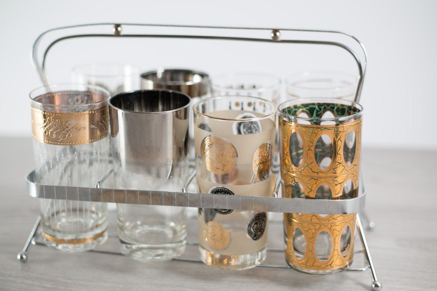 Vintage Cocktail Glasses / Set of 8 Bar Glasses (Mad Men Style) for