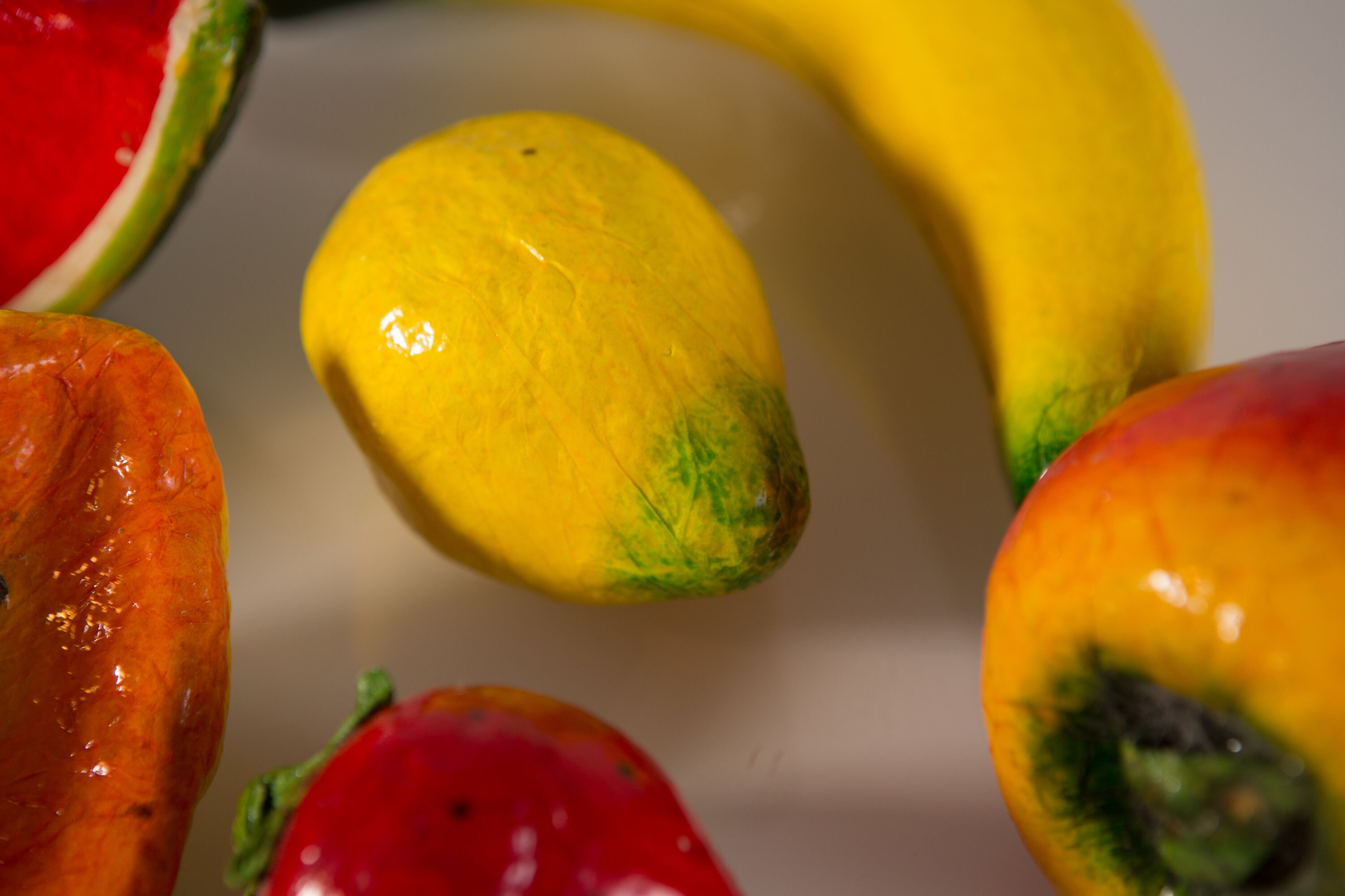 Paper Mache Fruit 8piece Set of Vintage Handmade and Painted Mexican