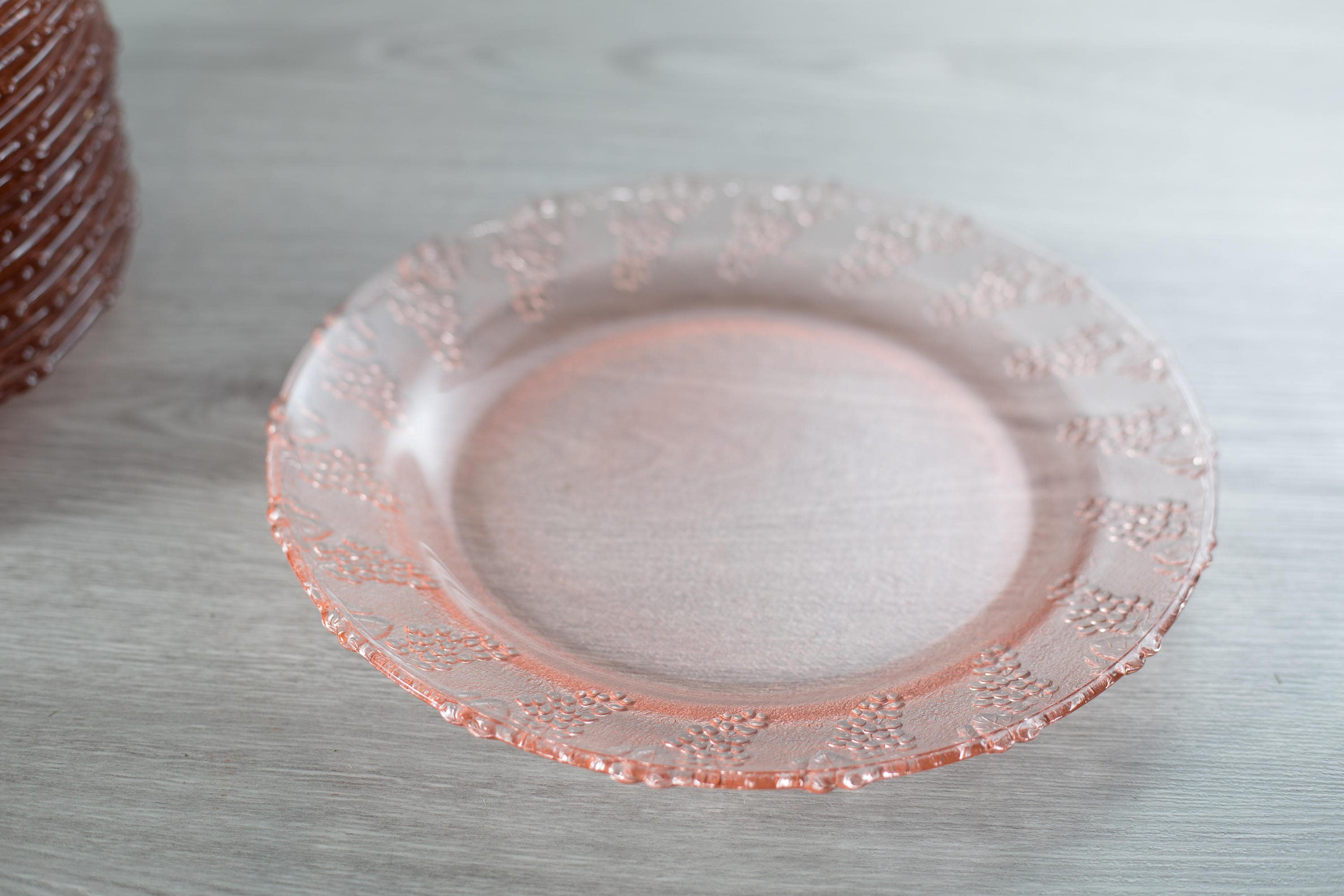Vintage Pink Glass Grape Plates