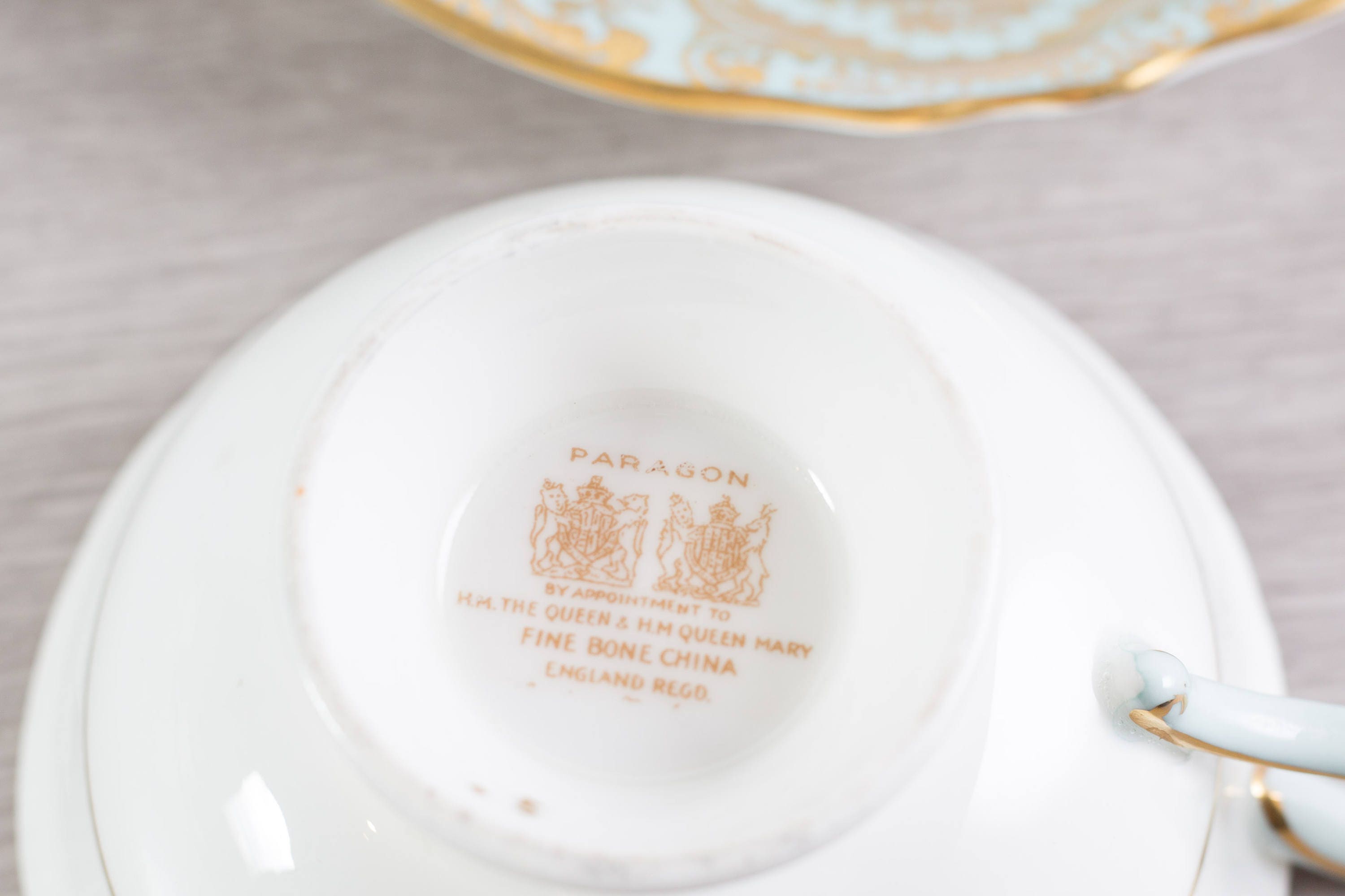 Vintage Paragon Fine Bone China England Elegant Geometric Gold Tea Cup