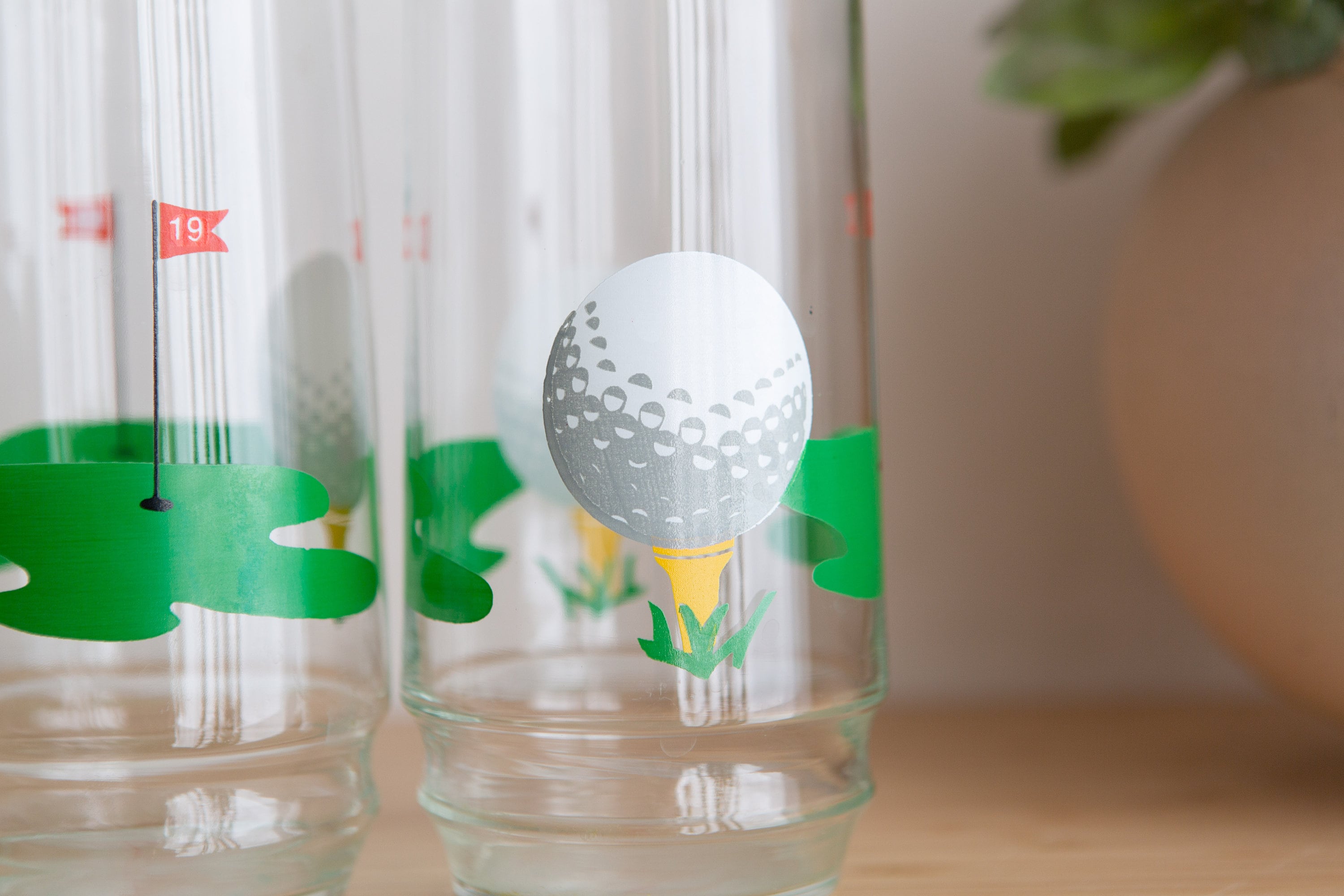 4 Vintage Cocktail Glasses 16oz Golf Lover Highball Water Glasses